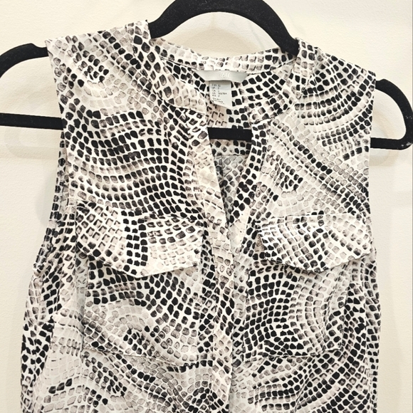 H&M White Black Gray Patterned Sleeveless Shirt Dress Size 2 - Picture 12 of 16